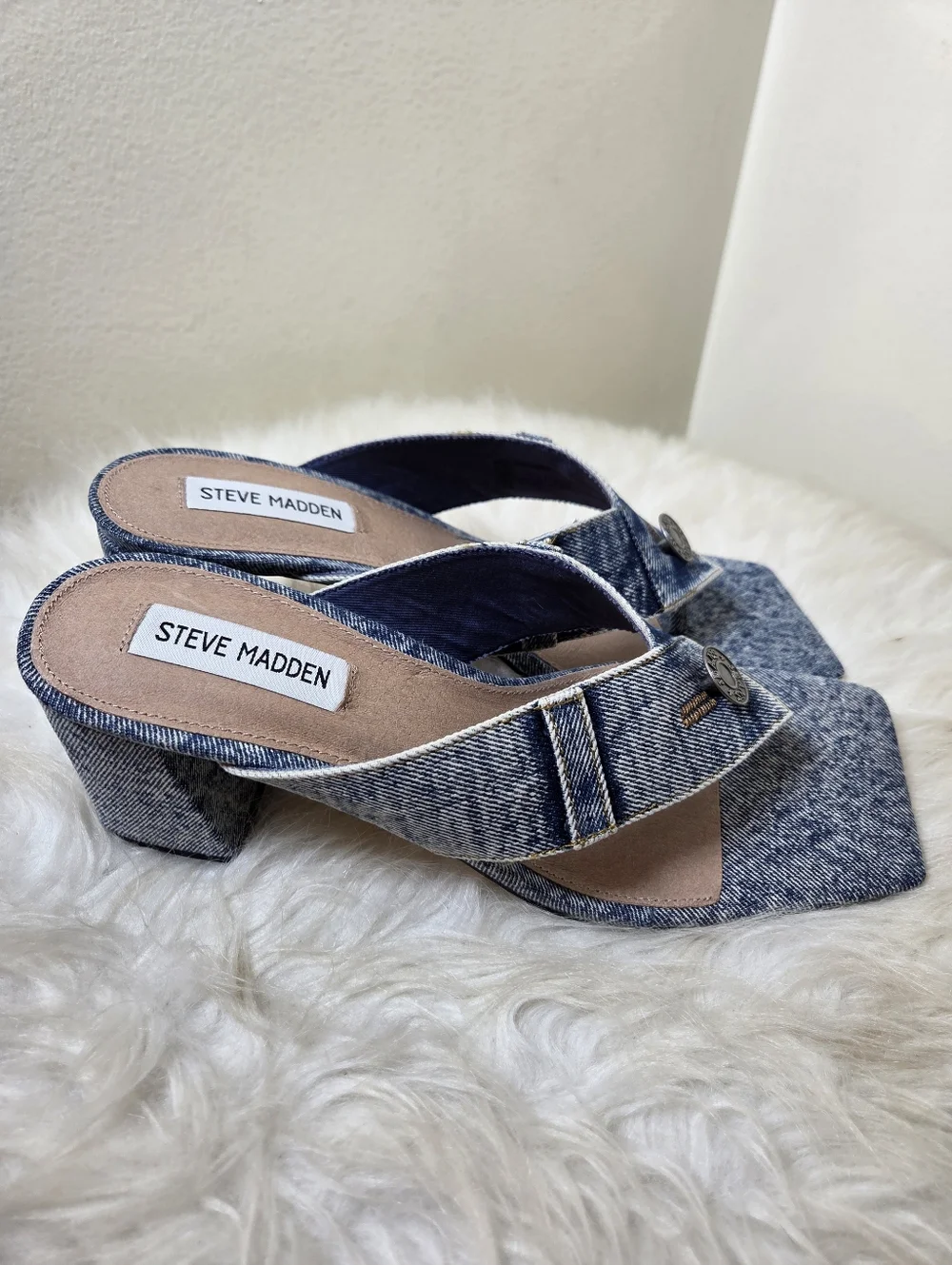 Steve Madden Denim Sandal Heel - Picture 2 of 6